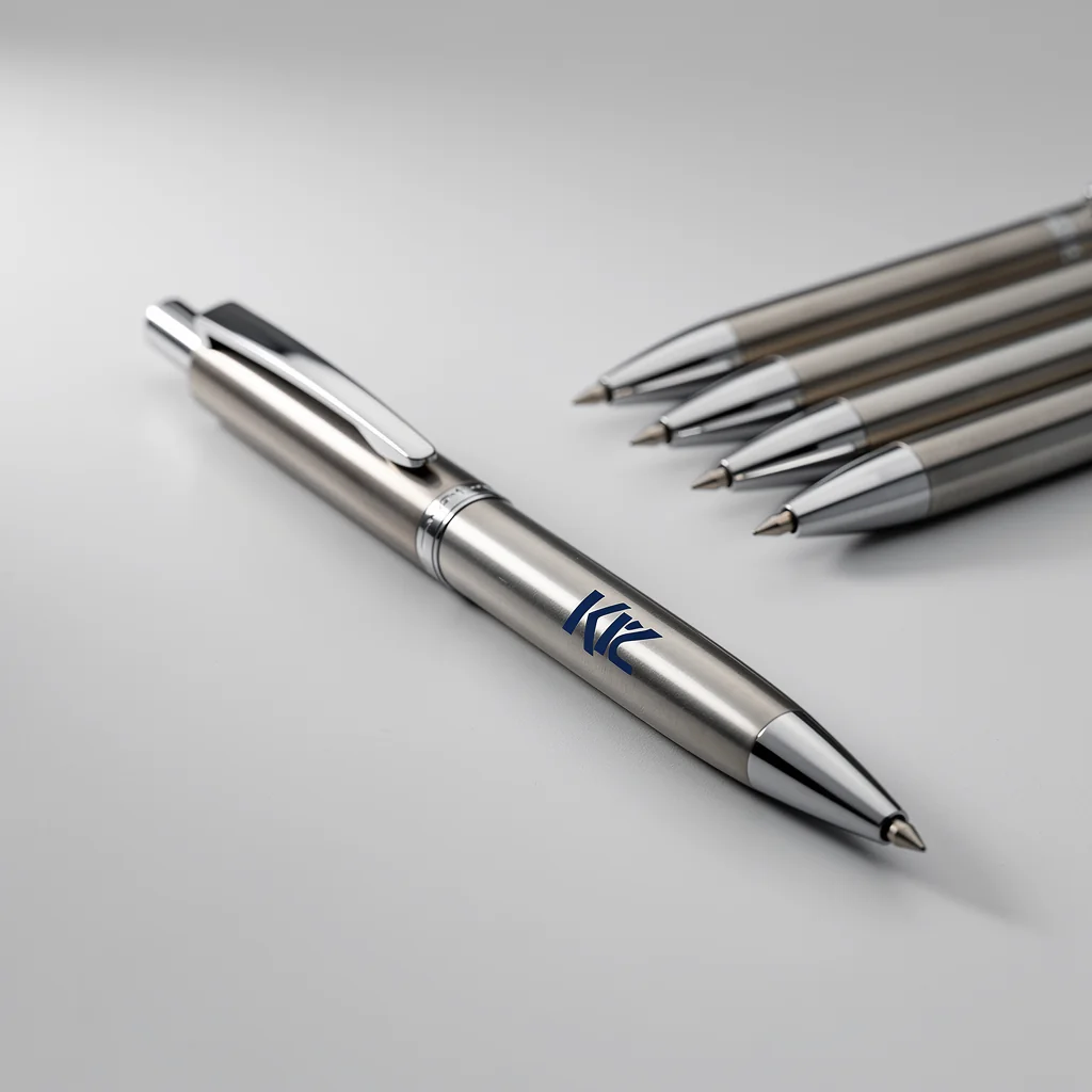 Pen with practice logo and patient forms at the front desk