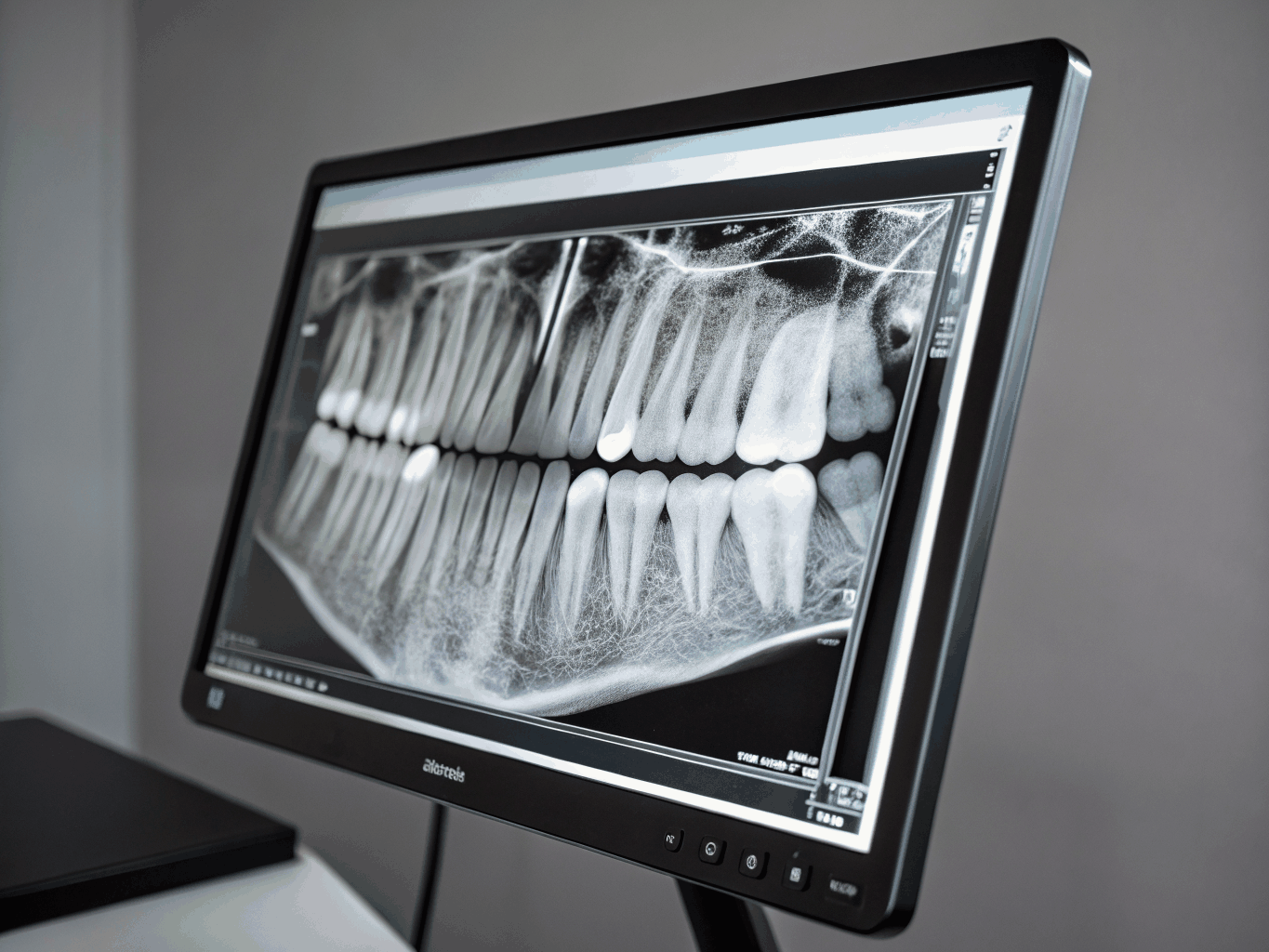 Dental radiograph X-ray showing detailed view of human teeth and roots