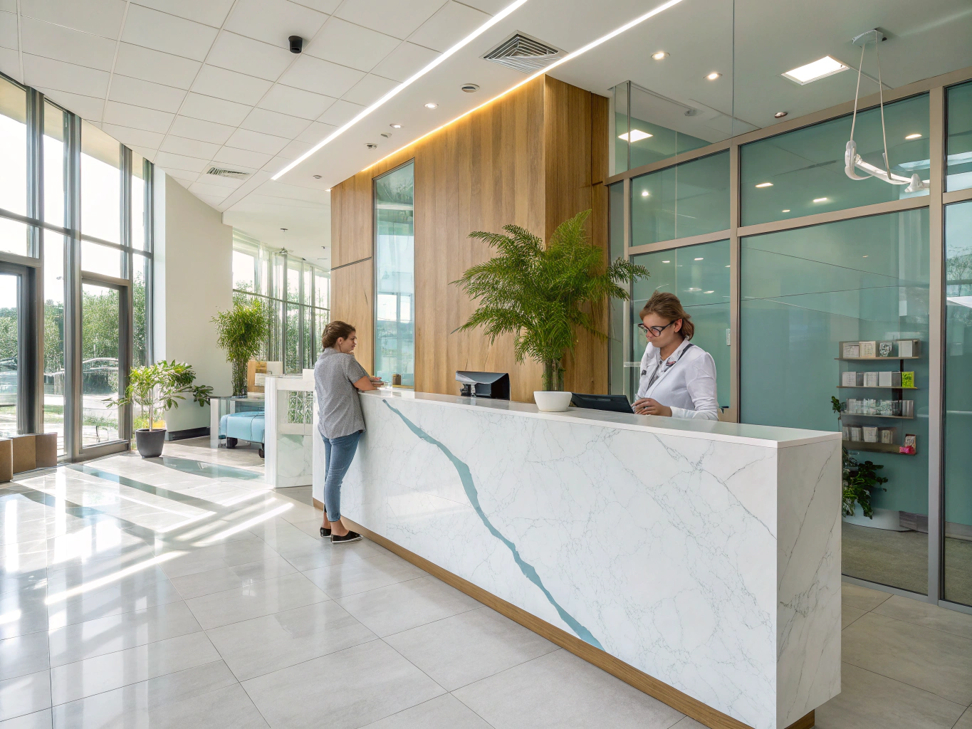 Modern and welcoming reception area at Dental Health Associates of Streetsboro